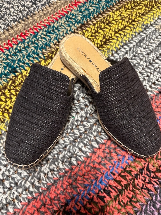 Lucky Brand Shoes - BEAUTIFUL Lucky Brand Black Woven Slip-On Mules Sz 6